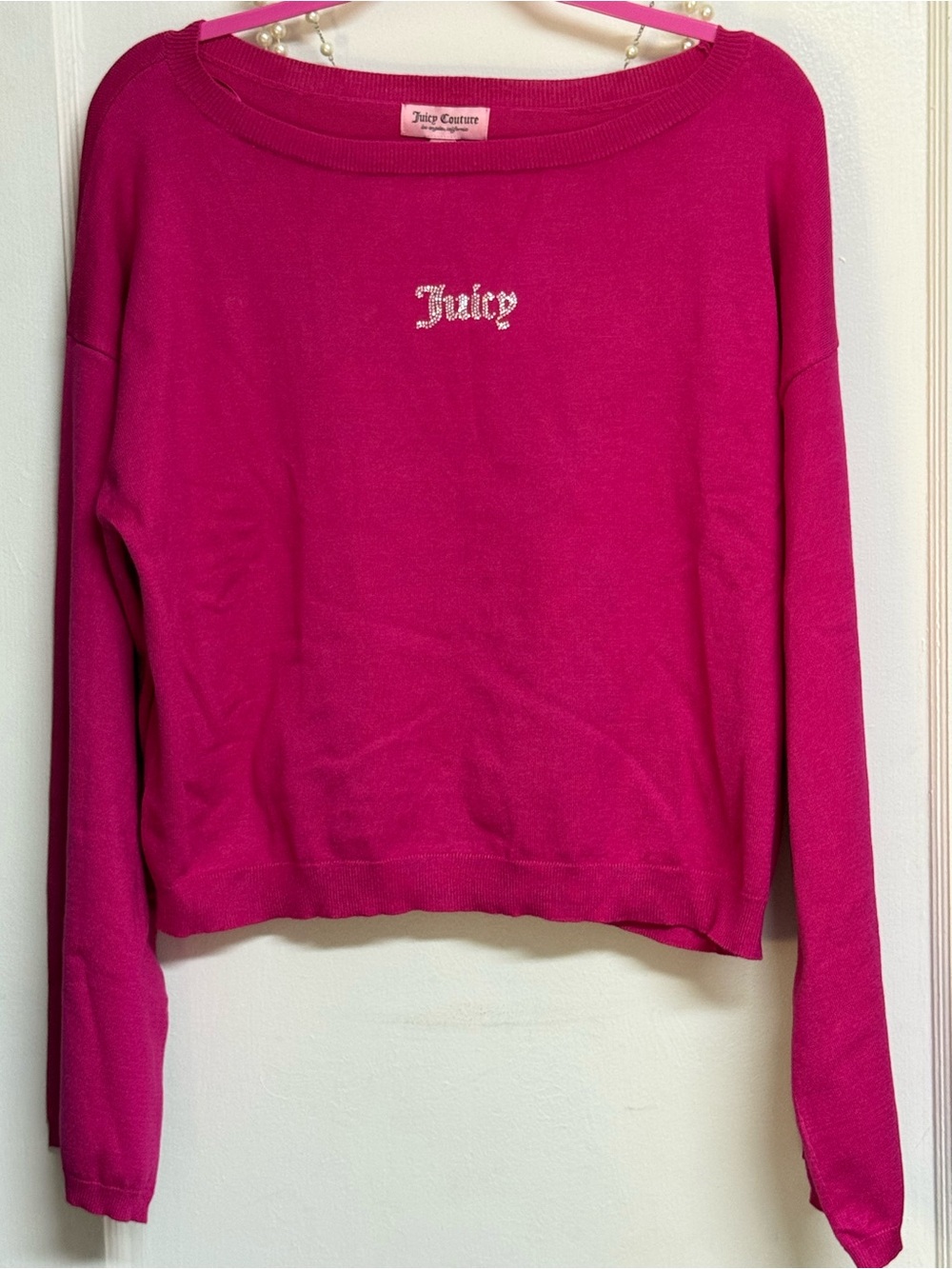 Juicy Couture Fuchsia Rhinestone Logo PulloverXL